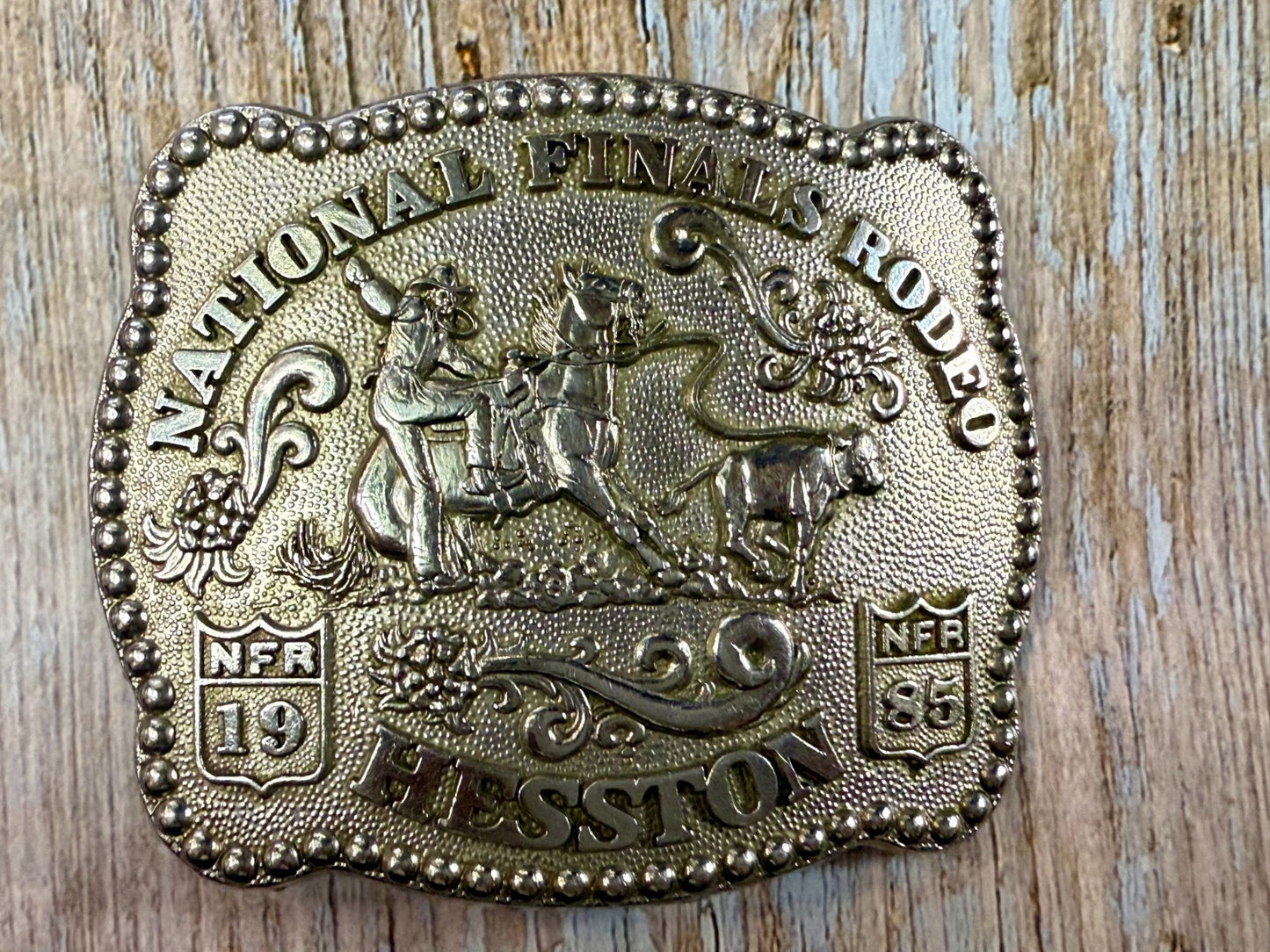 1985 Hesston NFR National Finals Rodeo Calf Roping 3rd Edition Belt Buckle