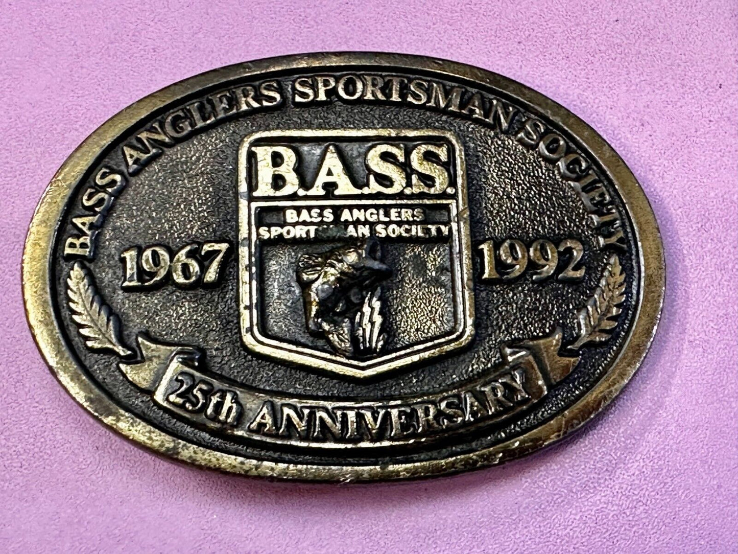 1992 Bass Anglers Sportsman Society Club 25th Anniversary Fishing Belt Buckle