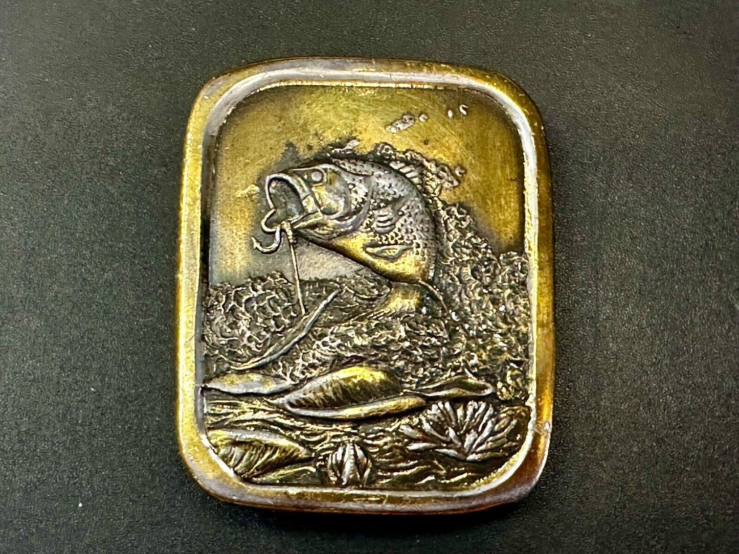 Bass Sport Fishing Vintage 1976 Indiana Metal Craft Belt Buckle