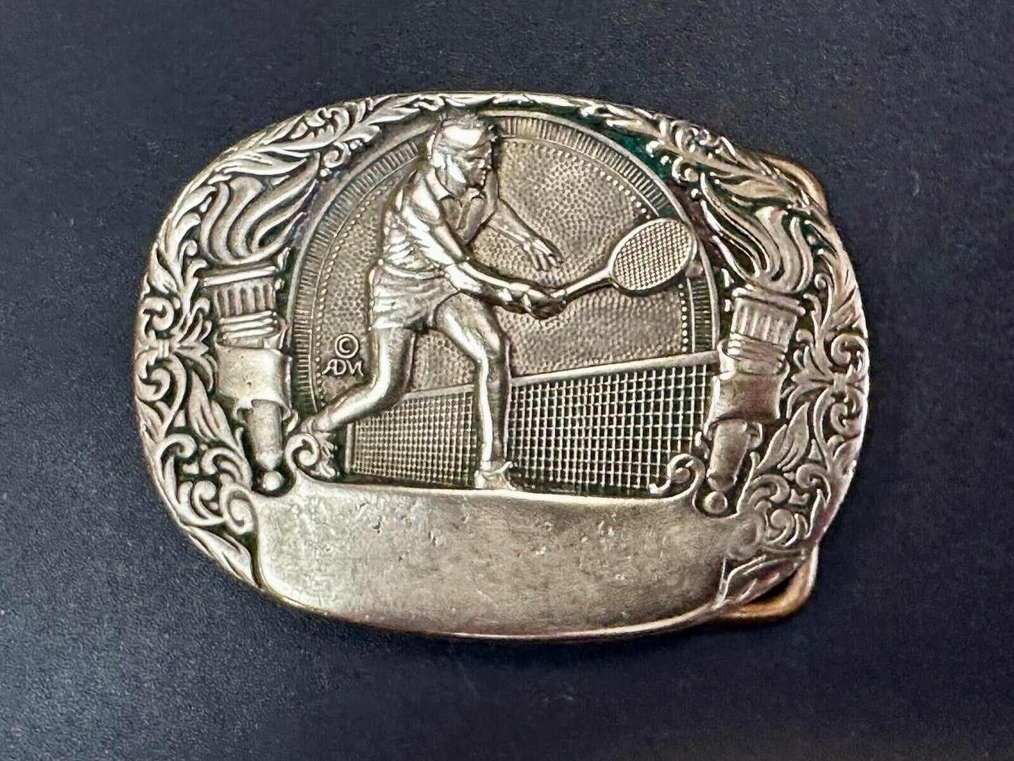 Tennis Player - Set Match Sports solid brass belt buckle by Award Design Medals