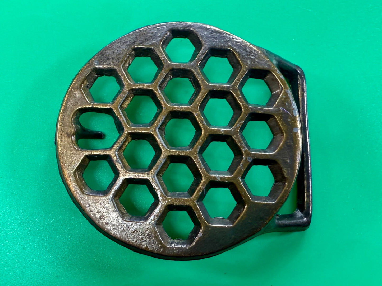 Artisan Welder Metalwork Abstract Honeycomb Open Work Vintage Belt Buckle
