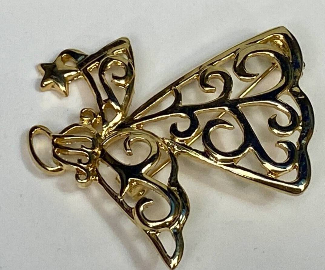 Vintage Angle Unique Cutout Gold Tone Brooch Pin By Premier Designs