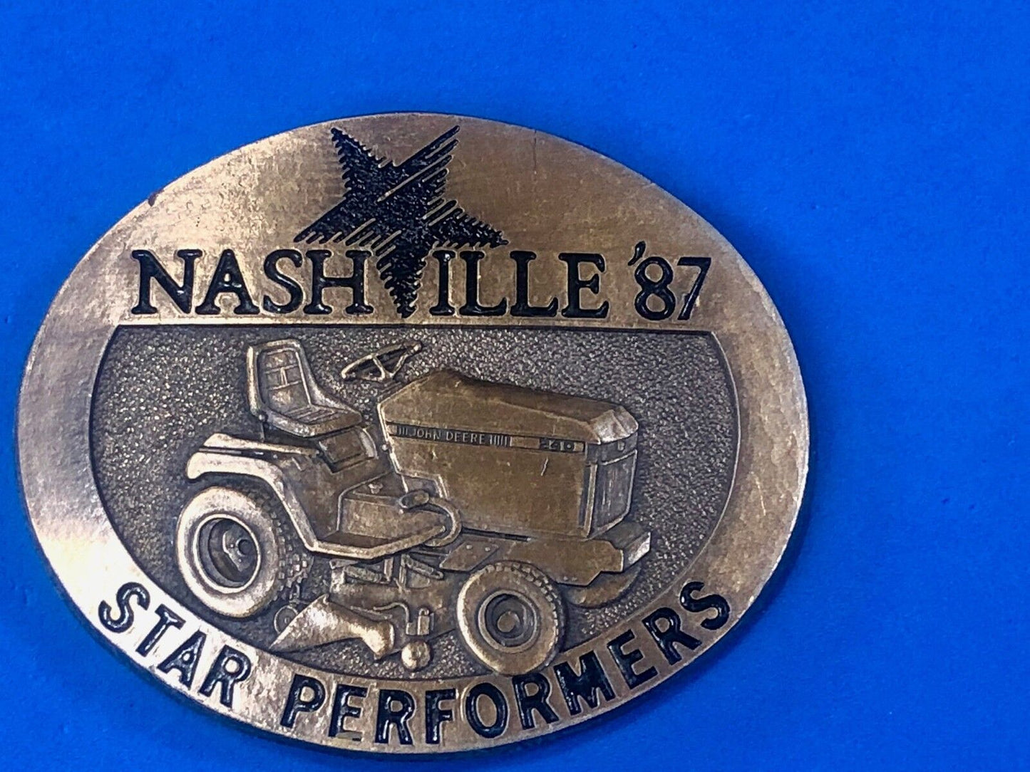 Vintage 1987 NASHVILLE John Deere Lawn Tractors Star Performers Belt Buckle