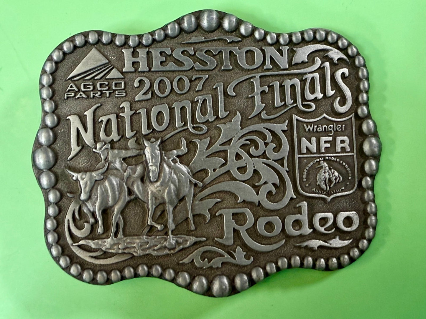 2007 Hesston Wrangler National Finals Rodeo Montana Silversmiths Belt Buckle