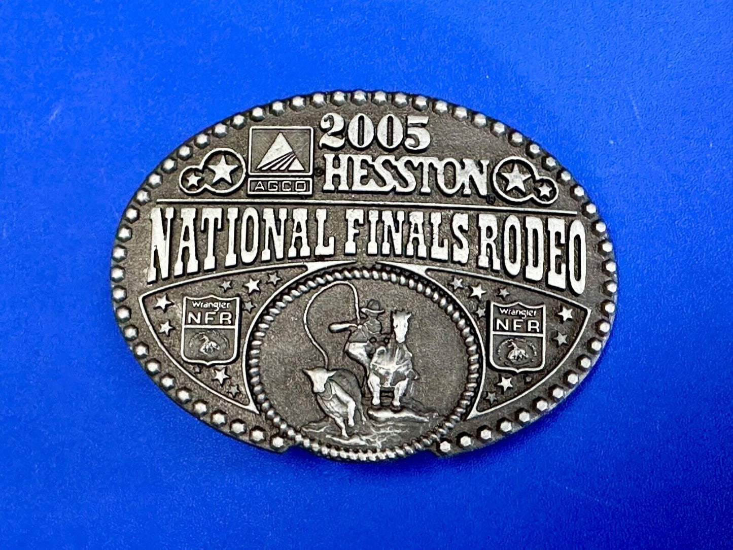 2005 youth Sized Hesston National Finals Rodeo Bull Riding Cowboys belt buckle