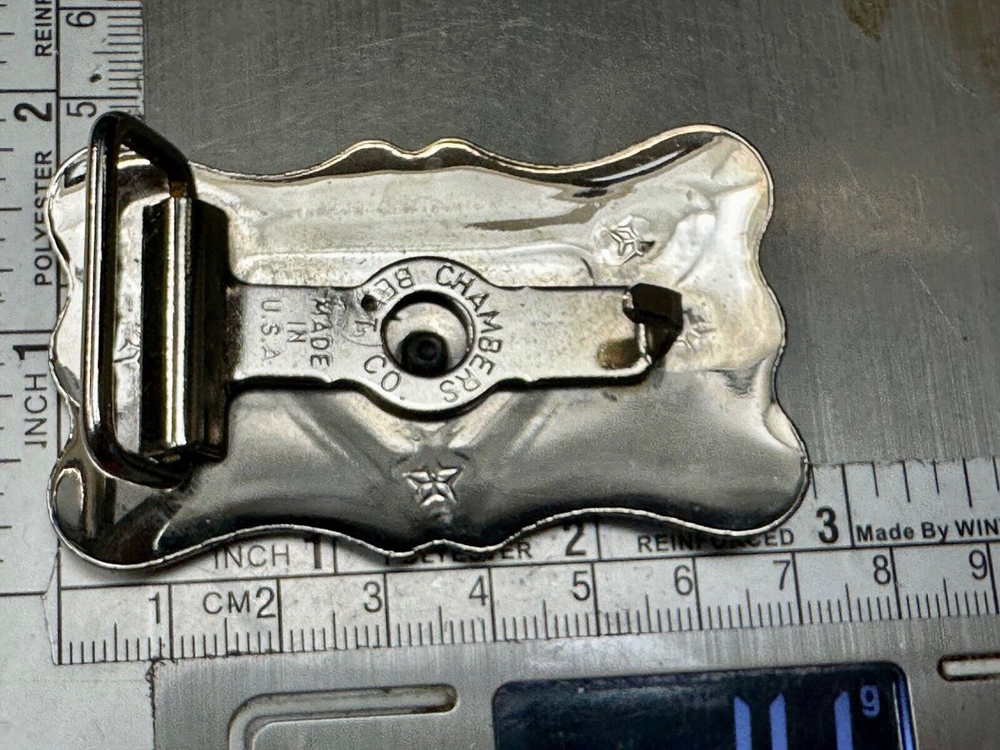 Vintage Chambers ornate engraved project craft belt buckle - no centerpiece