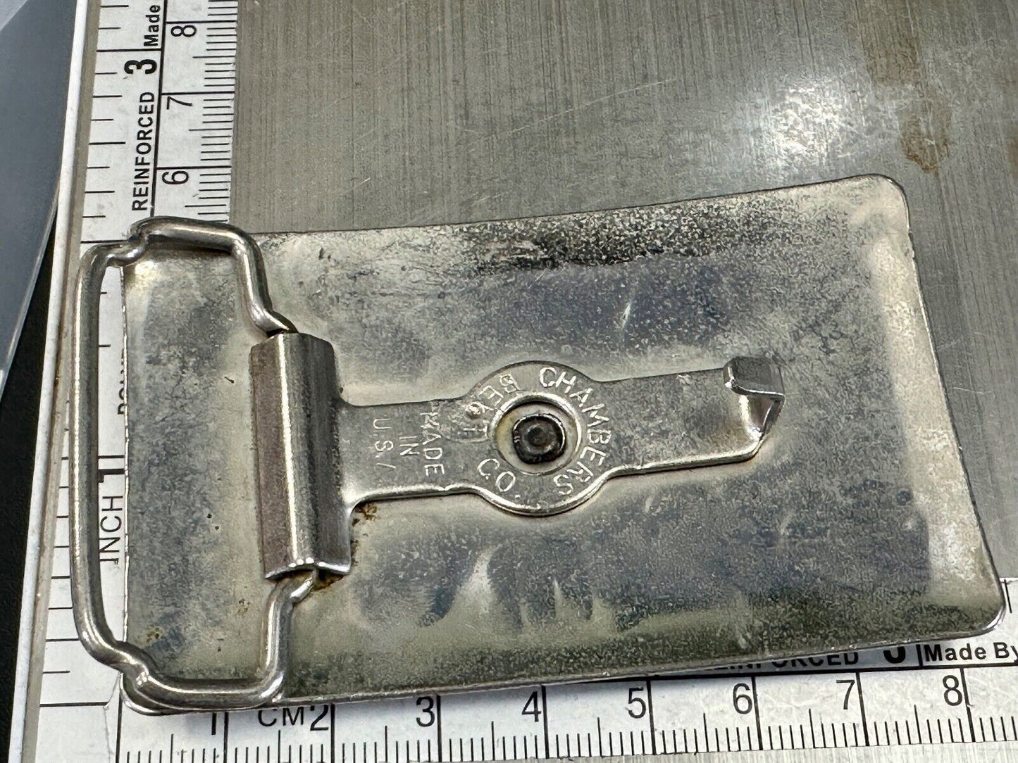 Vintage Chambers Western Cowboy Boots and cattle branding symbols belt buckle