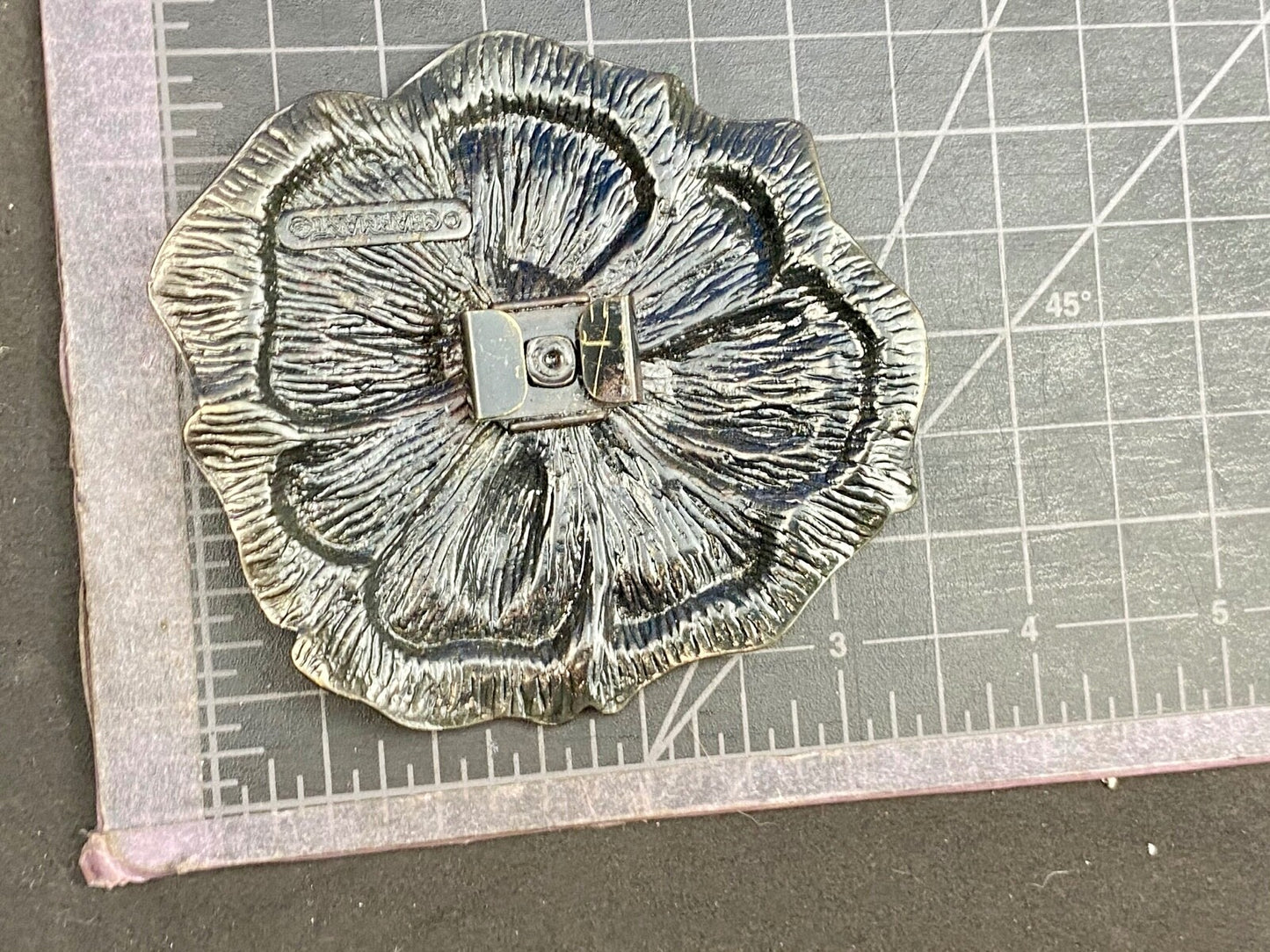 Vintage Charmant of Beverly Hills, CA figural flower belt buckle scarf clip