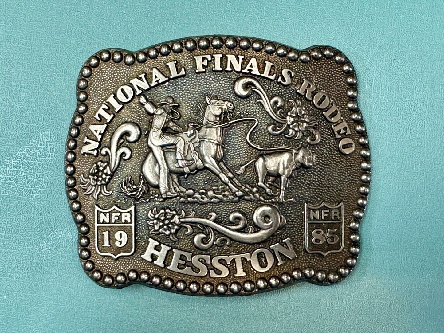 1985 Hesston National Finals Rodeo NFR Limited Edition Collectors Belt Buckle