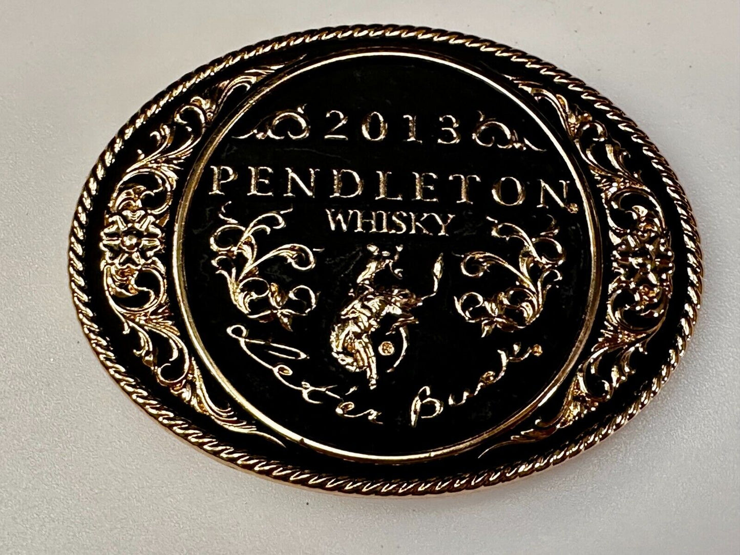 2013 Pendleton Whiskey Let'er Buck Rodeo Cowboy Montana Silversmiths Belt Buckle
