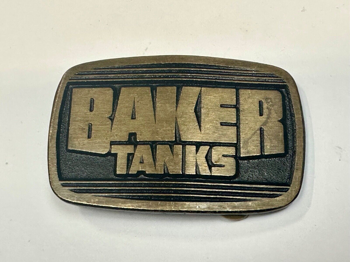 Baker Tanks Fluid Containers Mine Co. Promo solid brass Dynabuckle belt buckle