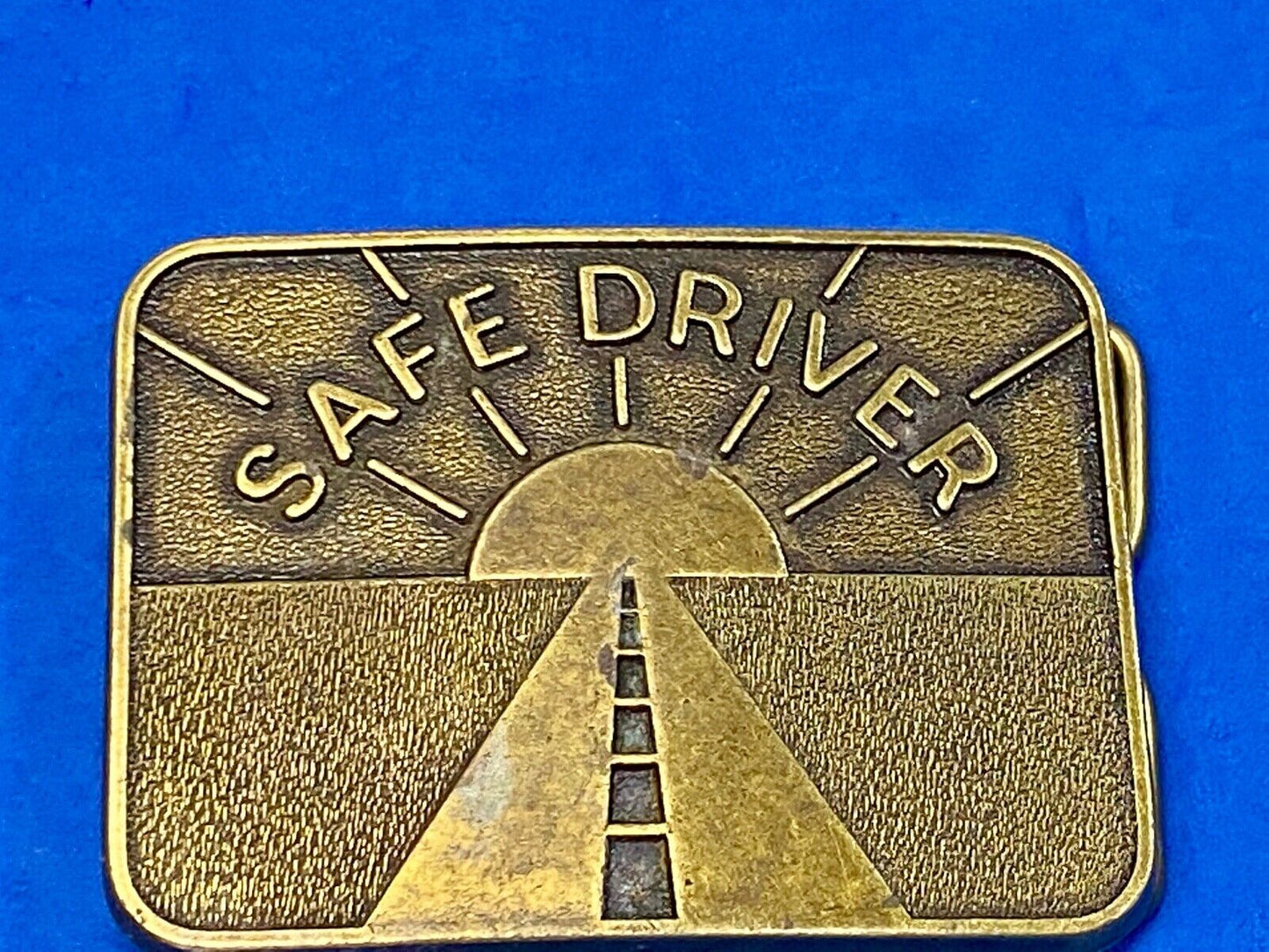 Vintage 1985 Safe Driver semi truck award belt buckle by JJ Keller & Associates