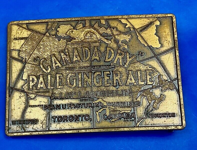 Vintage Canada Dry Pale Ginger Ale Beverage Advertisment Brass Tone Belt Buckle