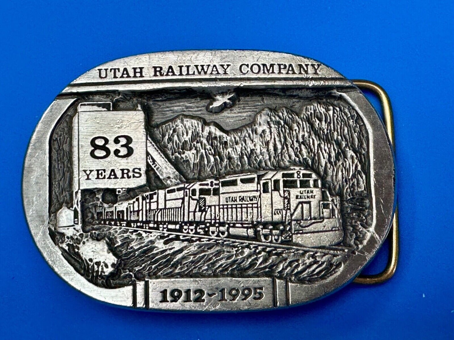 Utah Railway Co Vtg Train Railroad 83 Years - Gary Prazen Sculpture Belt Buckle