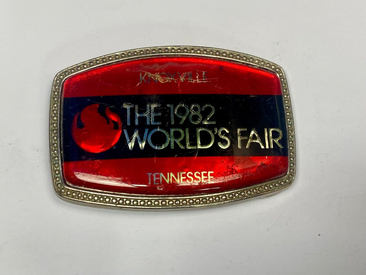 The 1982 Worlds Fair. - Knoxville Tn Tennessee Belt Buckle Sunsphere