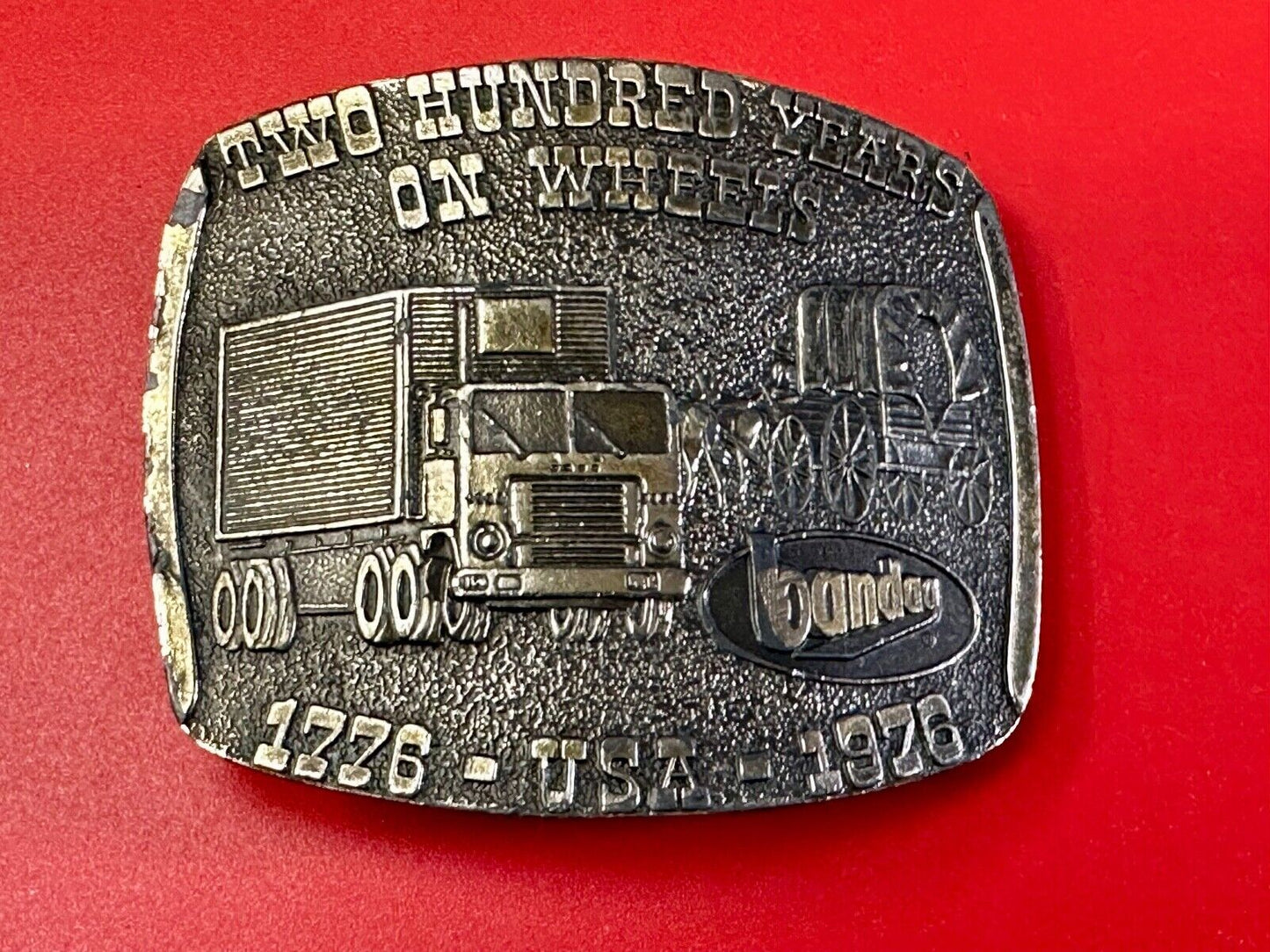 Bandog 200 years on wheels Semi Wagon Bicentennial belt buckle by Lewis Buckles
