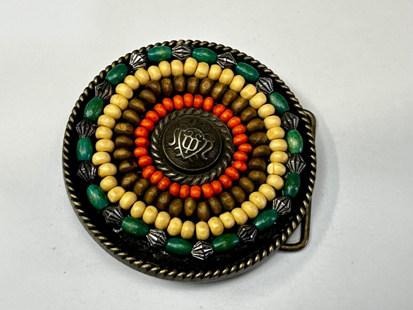 Beaded Tribal Multicolor Bead Boho Hippie Theme Belt Buckle