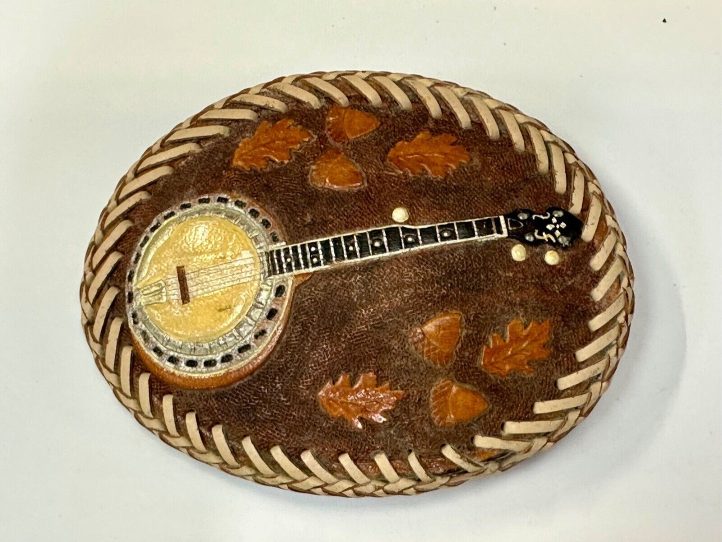 Banjo Country Music Bluegrass Pickers Gorgeous Snake Skin Vintage Belt Buckle