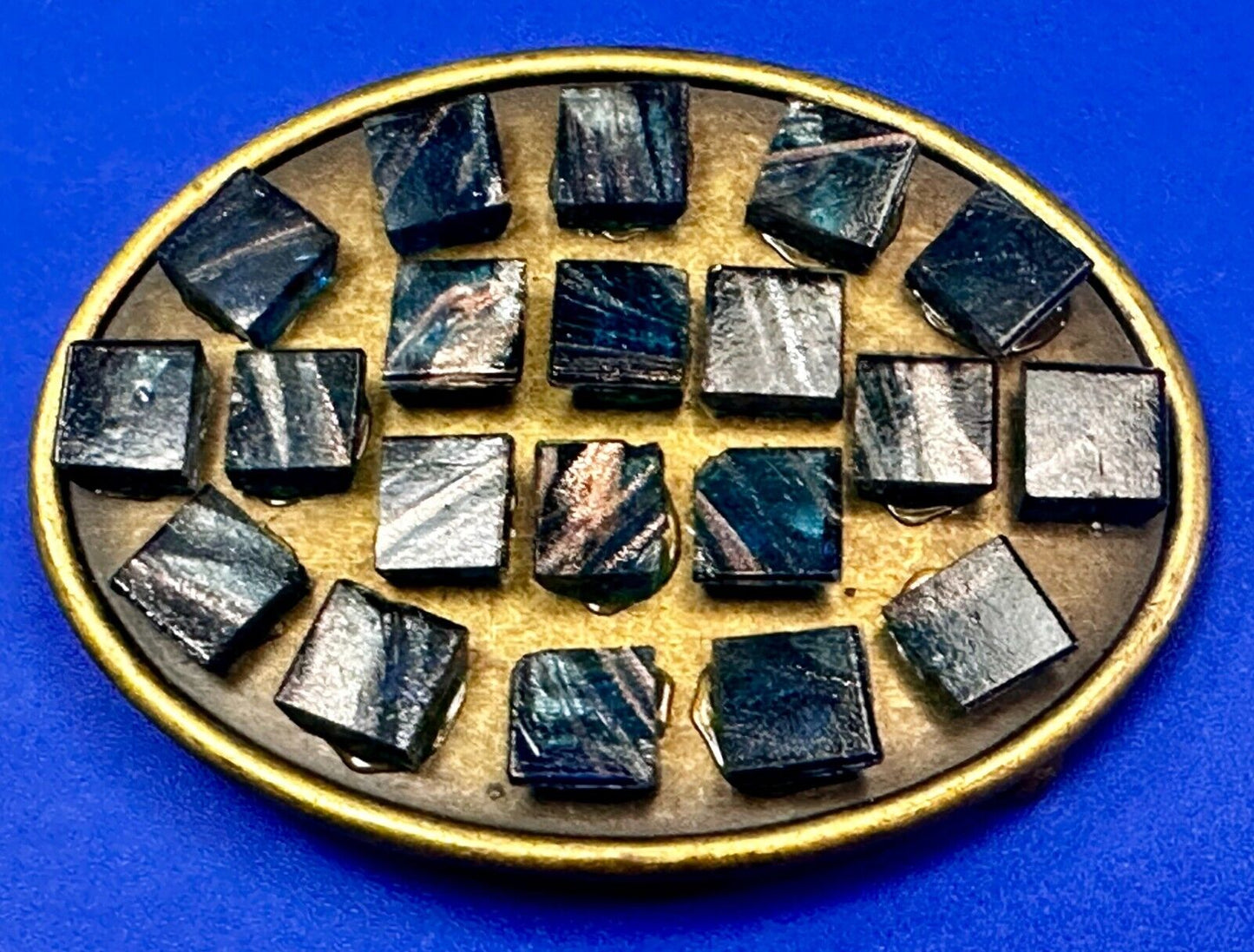Artisan Stone Cubes - Native American Indian Style? Unique Oval Belt Buckle