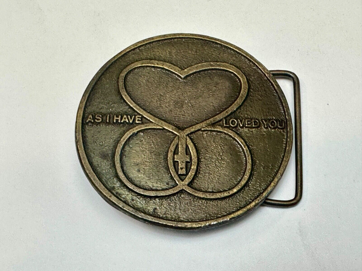 AS I HAVE LOVED YOU Round heart star of David belt buckle