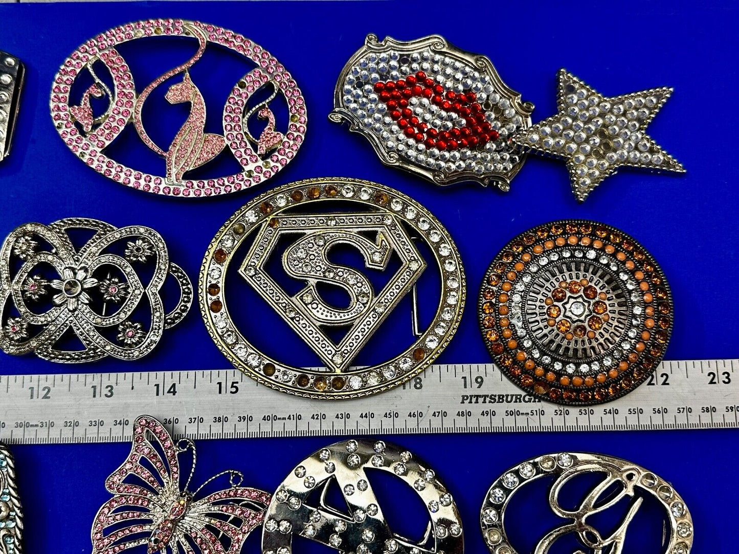 22 Bulk Lot Junk Drawer Grab Bag of REPAIR Belt Buckle - Missing Rhinestone's