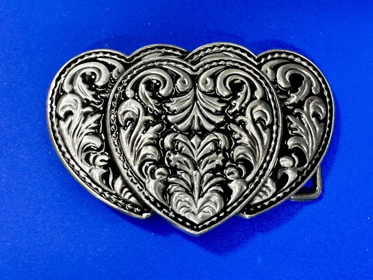Three Heart Shaped Western Cutout Two Tone Cowgirls Belt Buckle