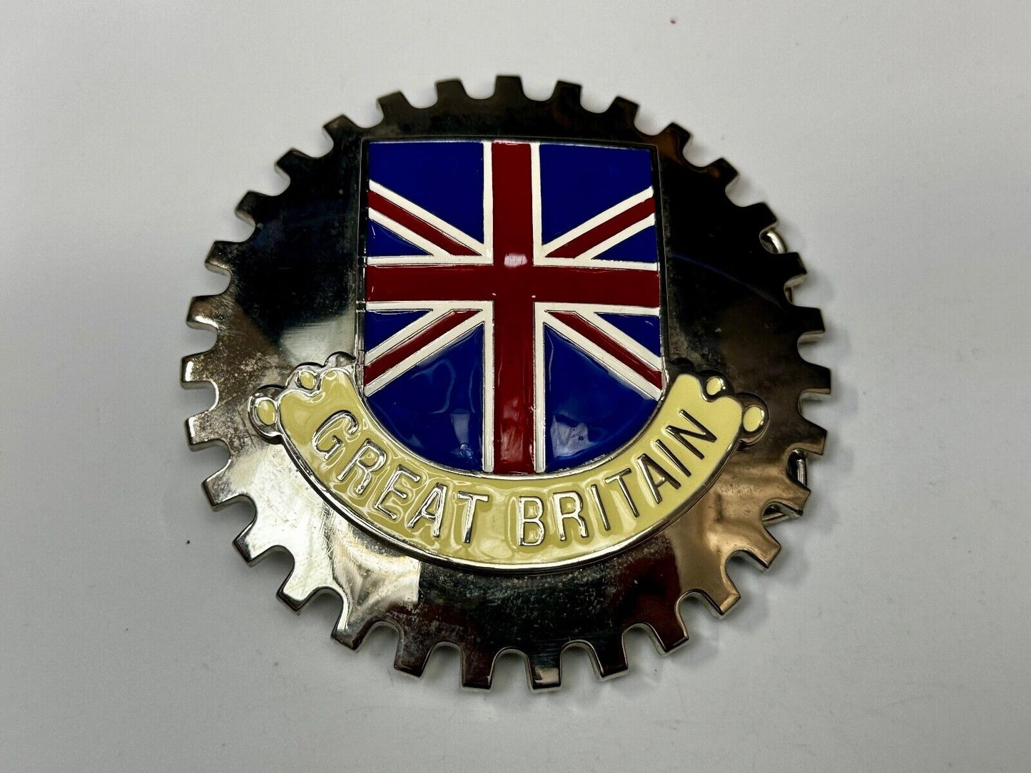 Uk Flag Vintage Gear shaped Silver Tone Belt Buckle by Artifakt