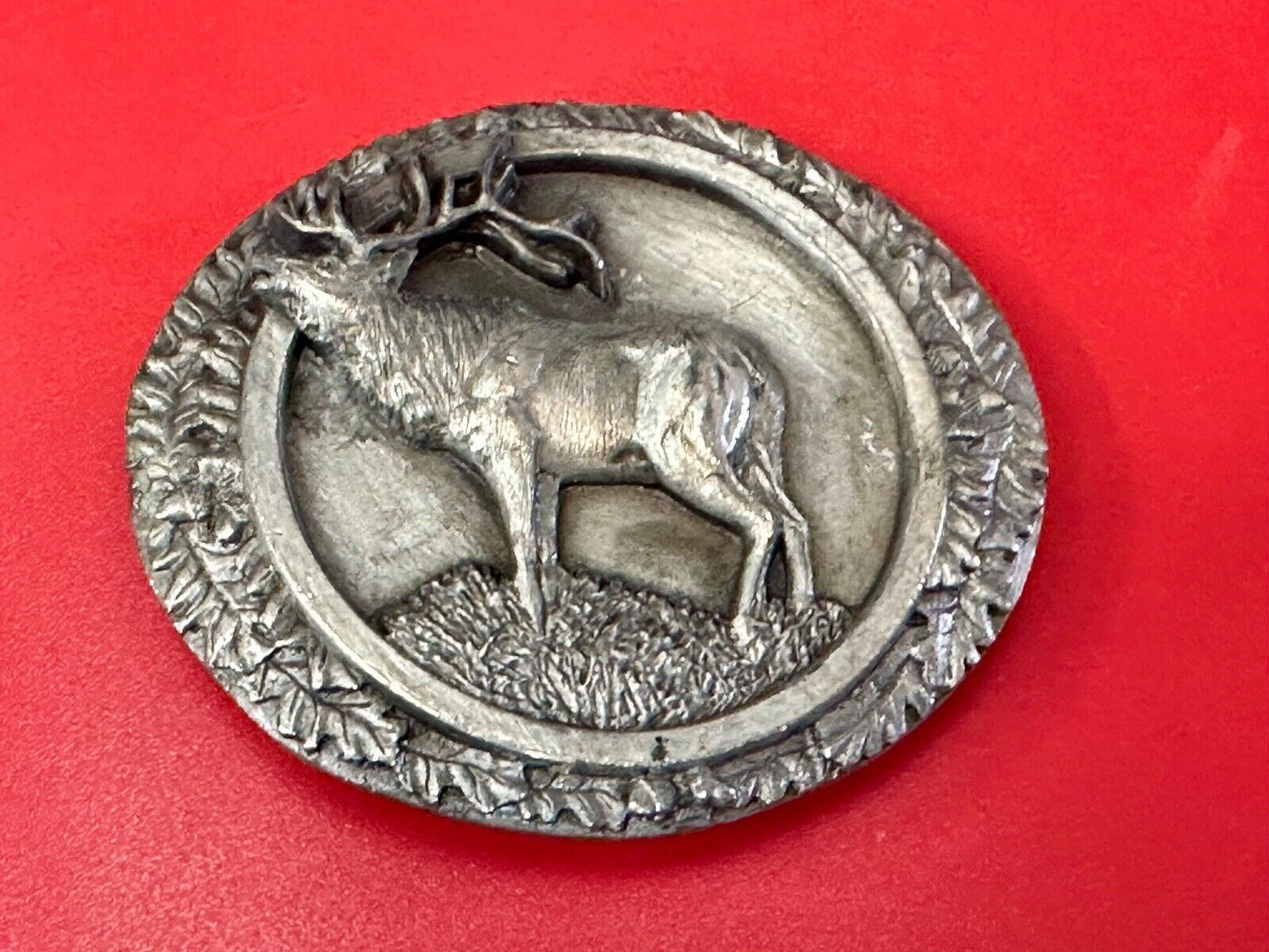 The North American Elk Commemorative Vtg. 1986 Bergamot Brass Works belt buckle