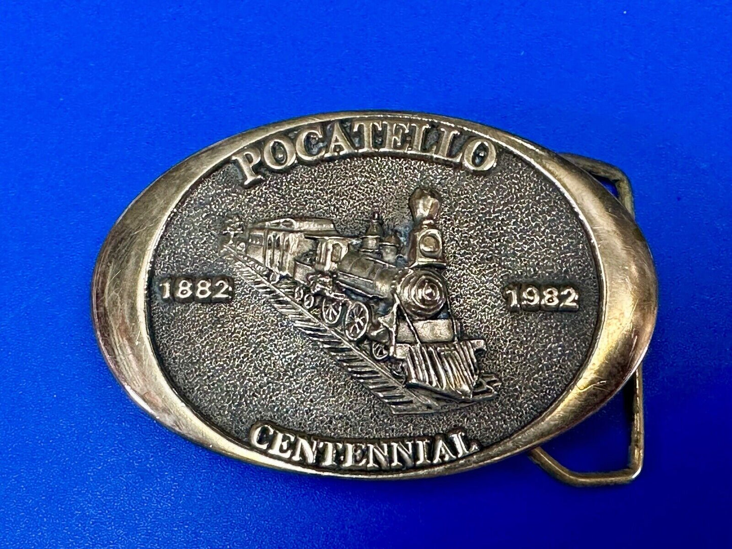 1982 Pocatello Idaho Train Centennial Solid Bronze Western Heritage Belt Buckle