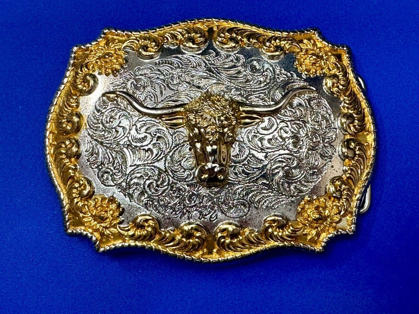 Texas longhorn - Two tone highly Detailed Western Belt Buckle by Jeans Friend