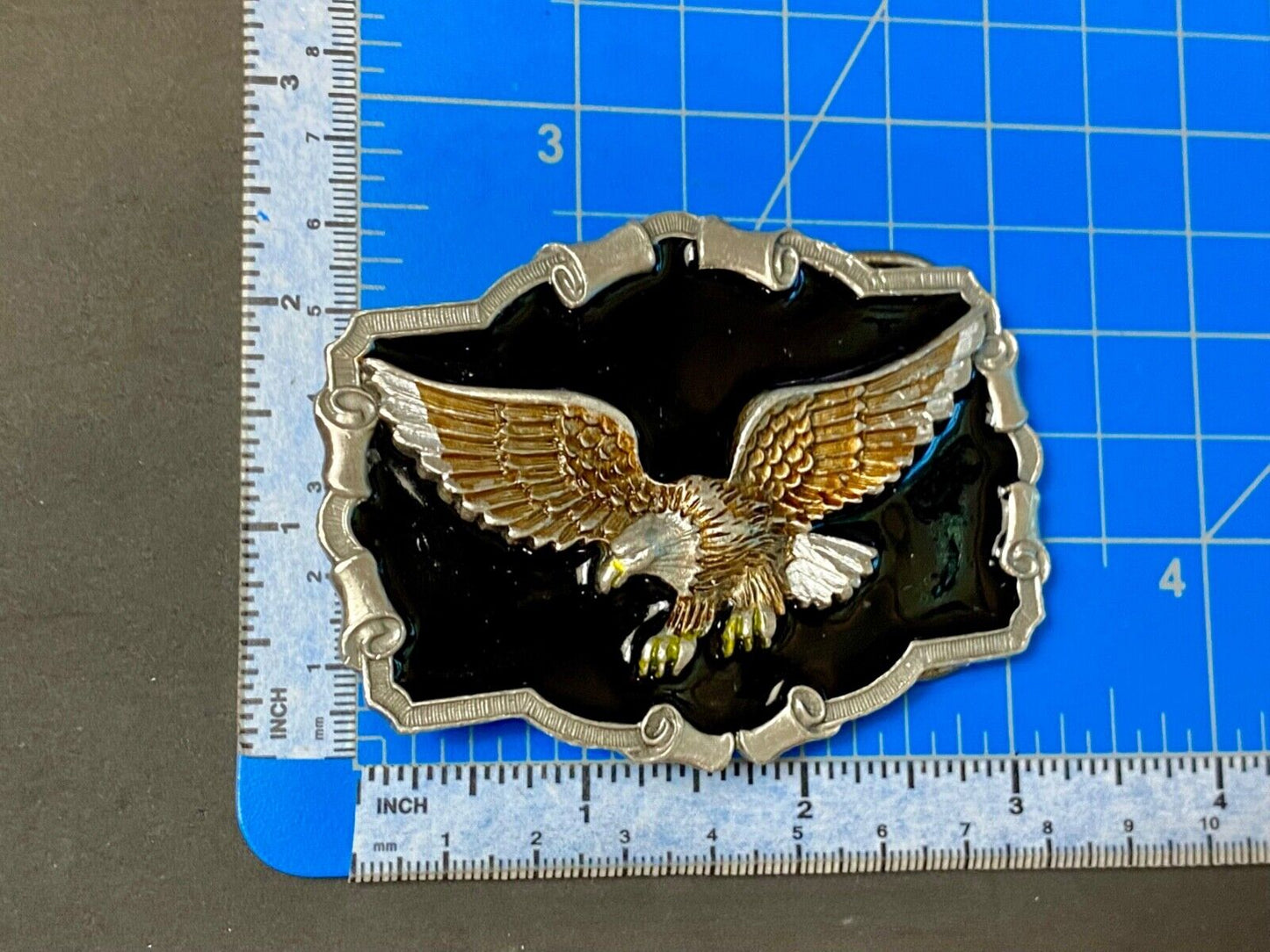 The Majestic Patriotic Eagle, Flying Hunting - Western Framed 1983 belt buckle