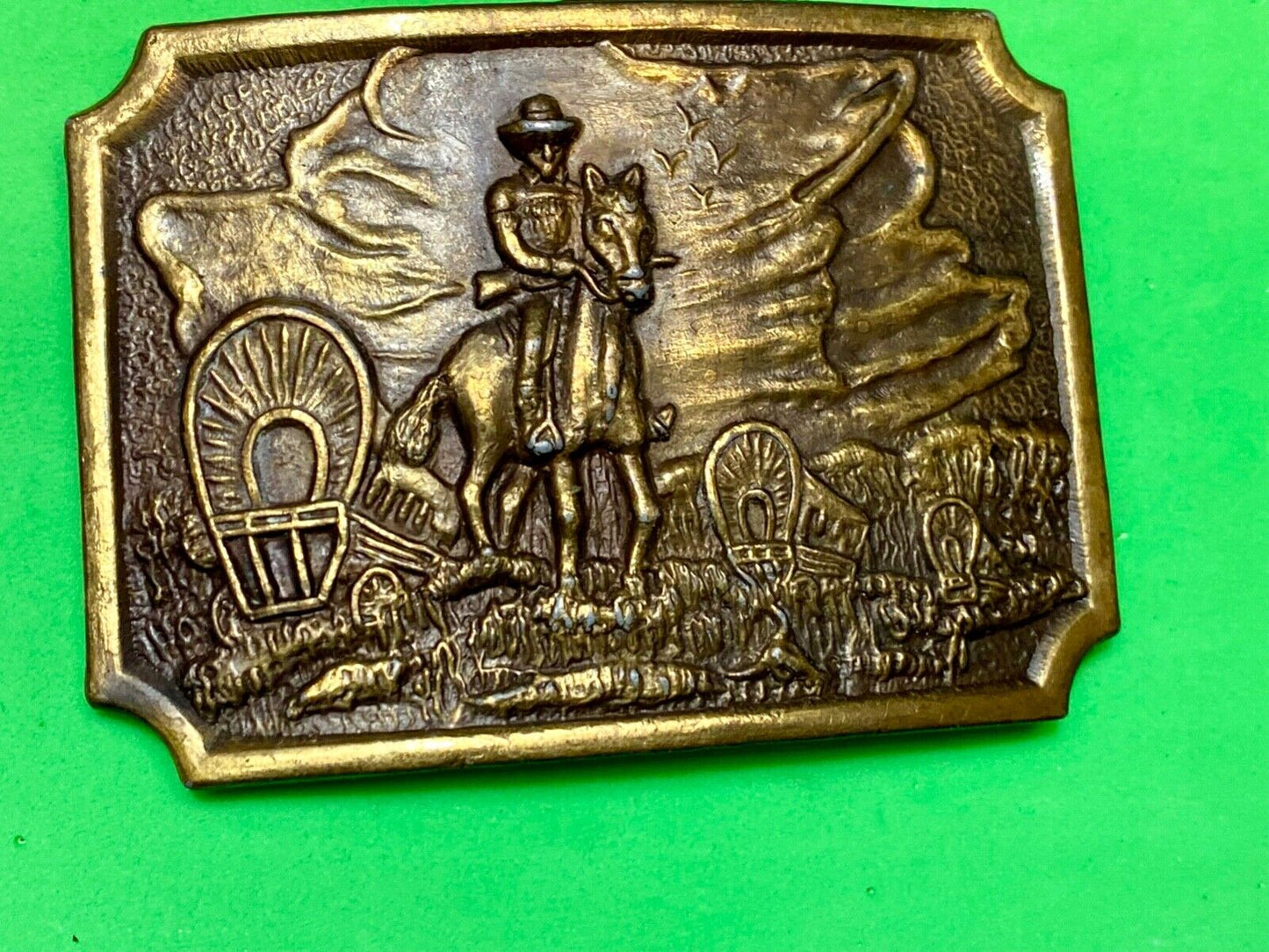 Tall in the Saddle Art Western Horse and Cowboy way of life! Vintage belt buckle