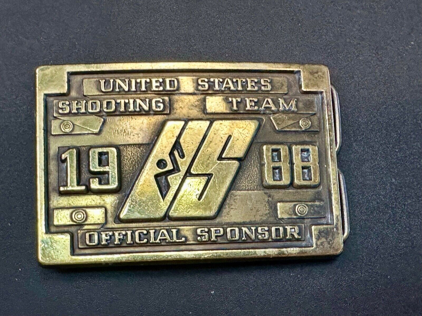 1988 Olympics US Shooting Team USA Belt Buckle Seoul Korea Official Sponsor