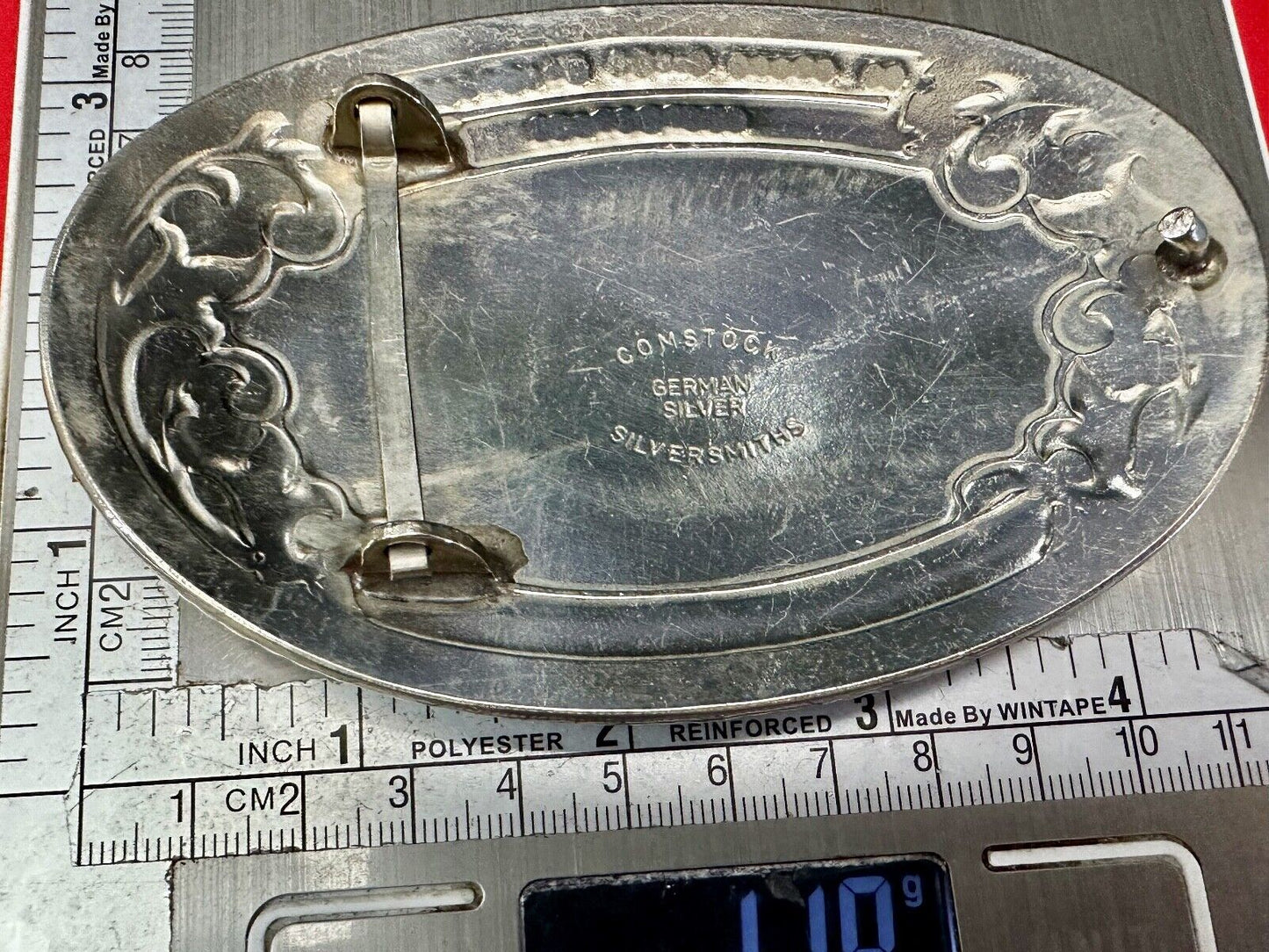 1983 Snake River Stampede Rodeo Idaho Trophy Comstock German Silver belt buckle