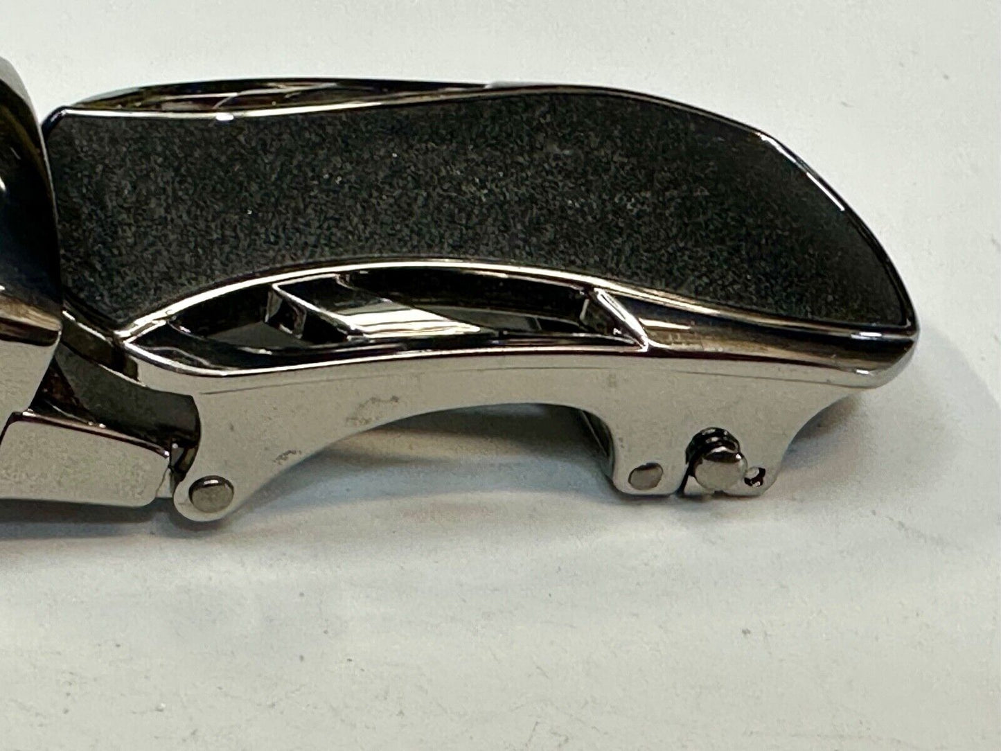 Automatic Ratchet Black & Silver Tone Replacement Dress Style Belt Buckle