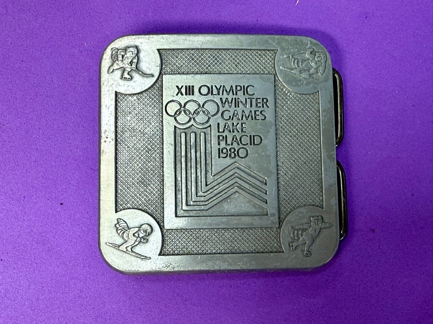 The Olympic Winter Games Lake Placid 1988 Commemorative Silver Color Belt Buckle