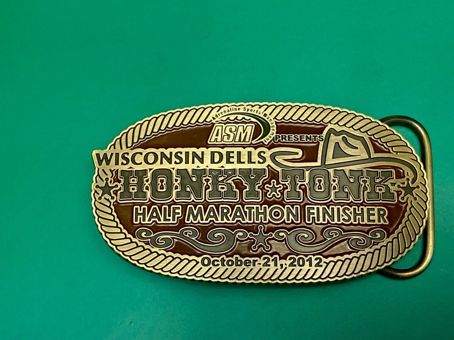 ASM Wisconsin dells Honky Tonk half marathon - finishers trophy belt buckle