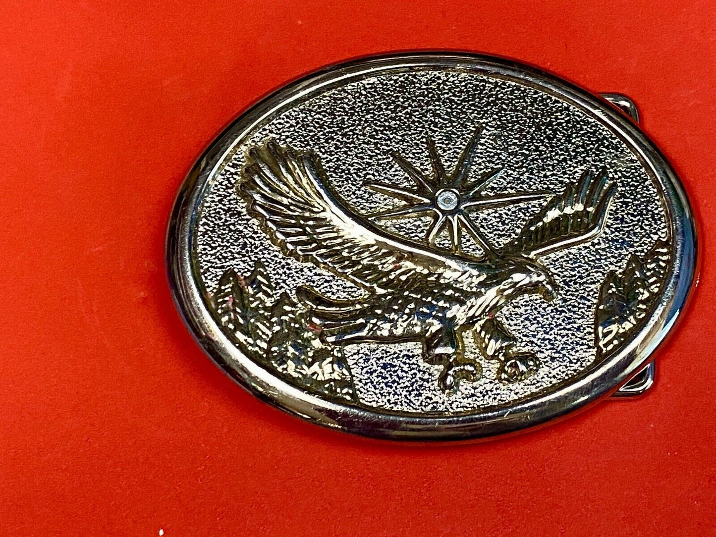 Vintage Classic Flying Bald Eagle with starburst Metal Belt Buckle