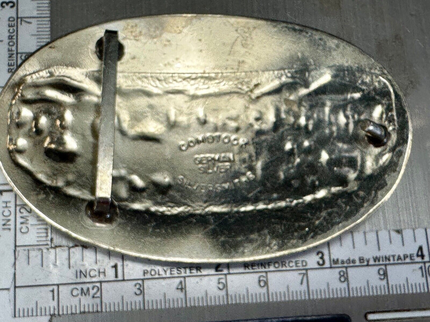Vintage COMSTOCK CUTTING HORSE Hand Engraved German Silver Belt Buckle