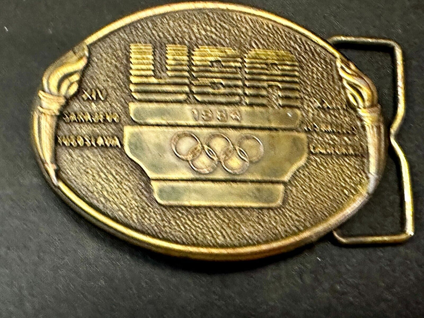 1984 USA Olympics Los Angeles California Vintage Commemorative Belt Buckle