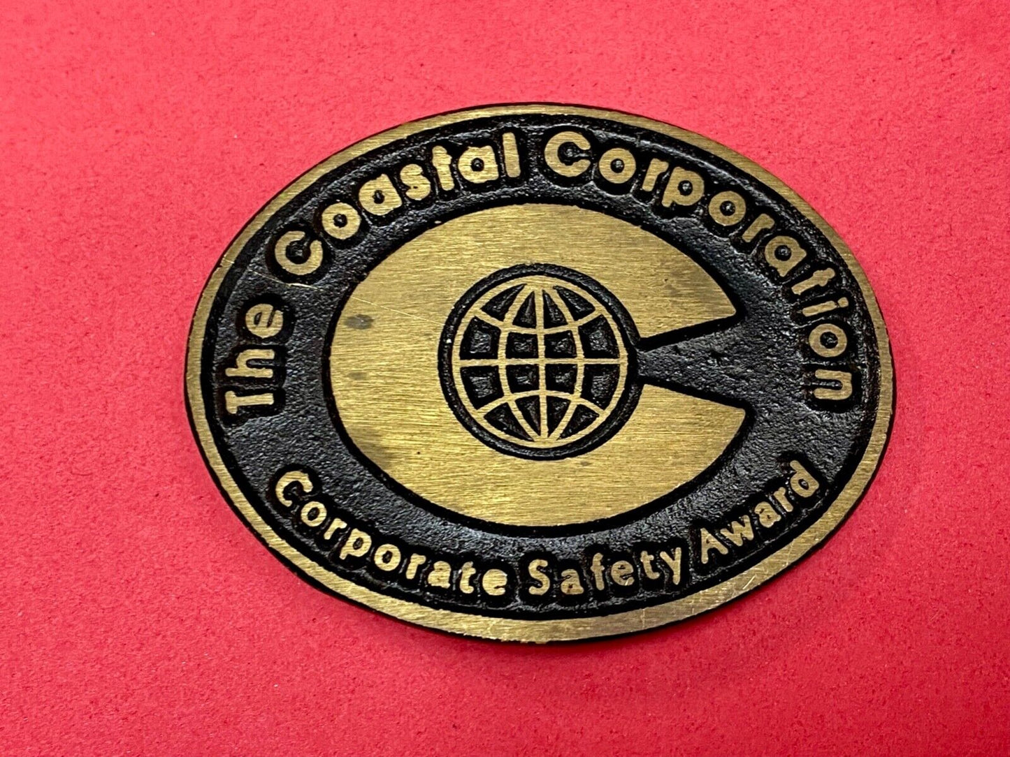 The Coastal Corporation Safety Award solid brass dynabuckle belt buckle