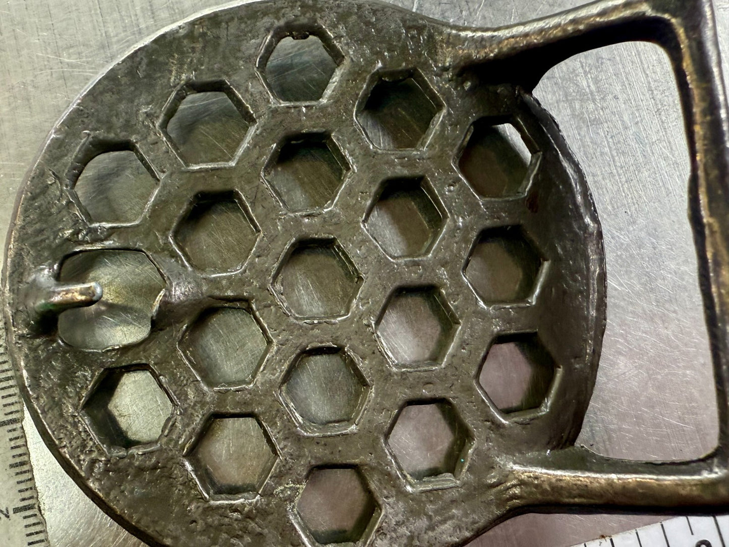 Artisan Welder Metalwork Abstract Honeycomb Open Work Vintage Belt Buckle