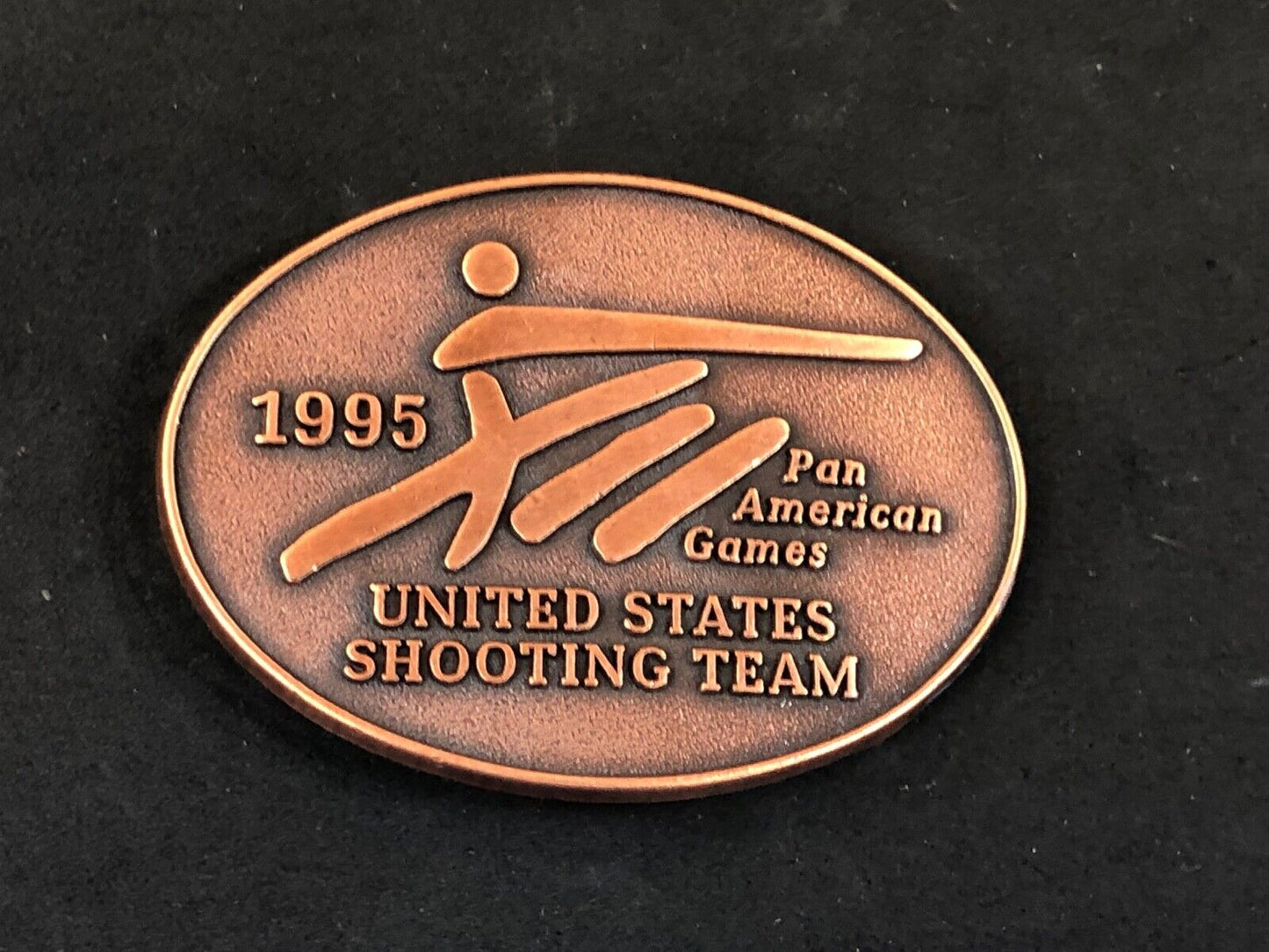 US shooting team PAN American Games vintage 1995 belt buckle gun skeet