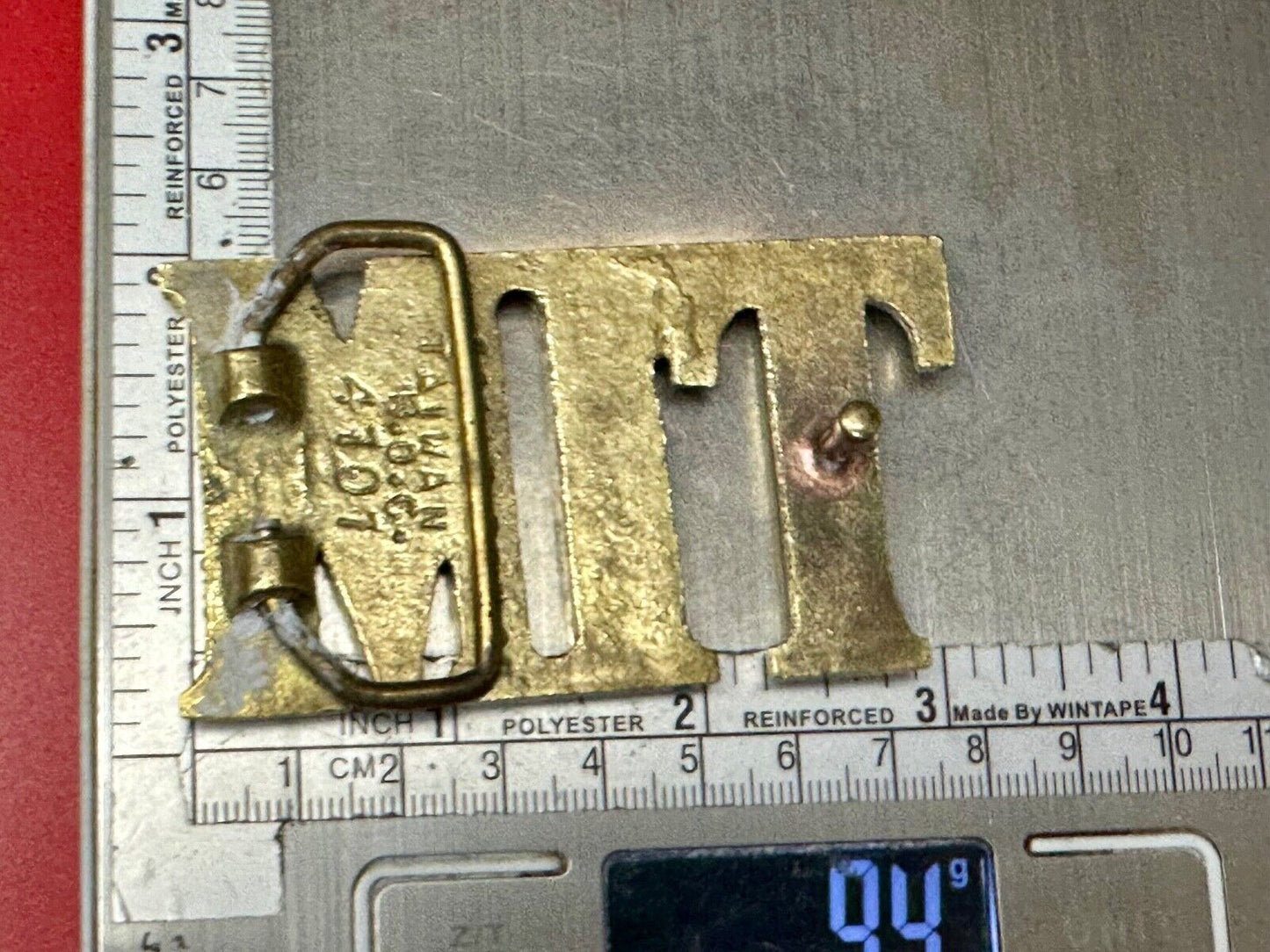 TIM Custom Name in cutout block letters solid brass belt buckle - Taiwan ROC