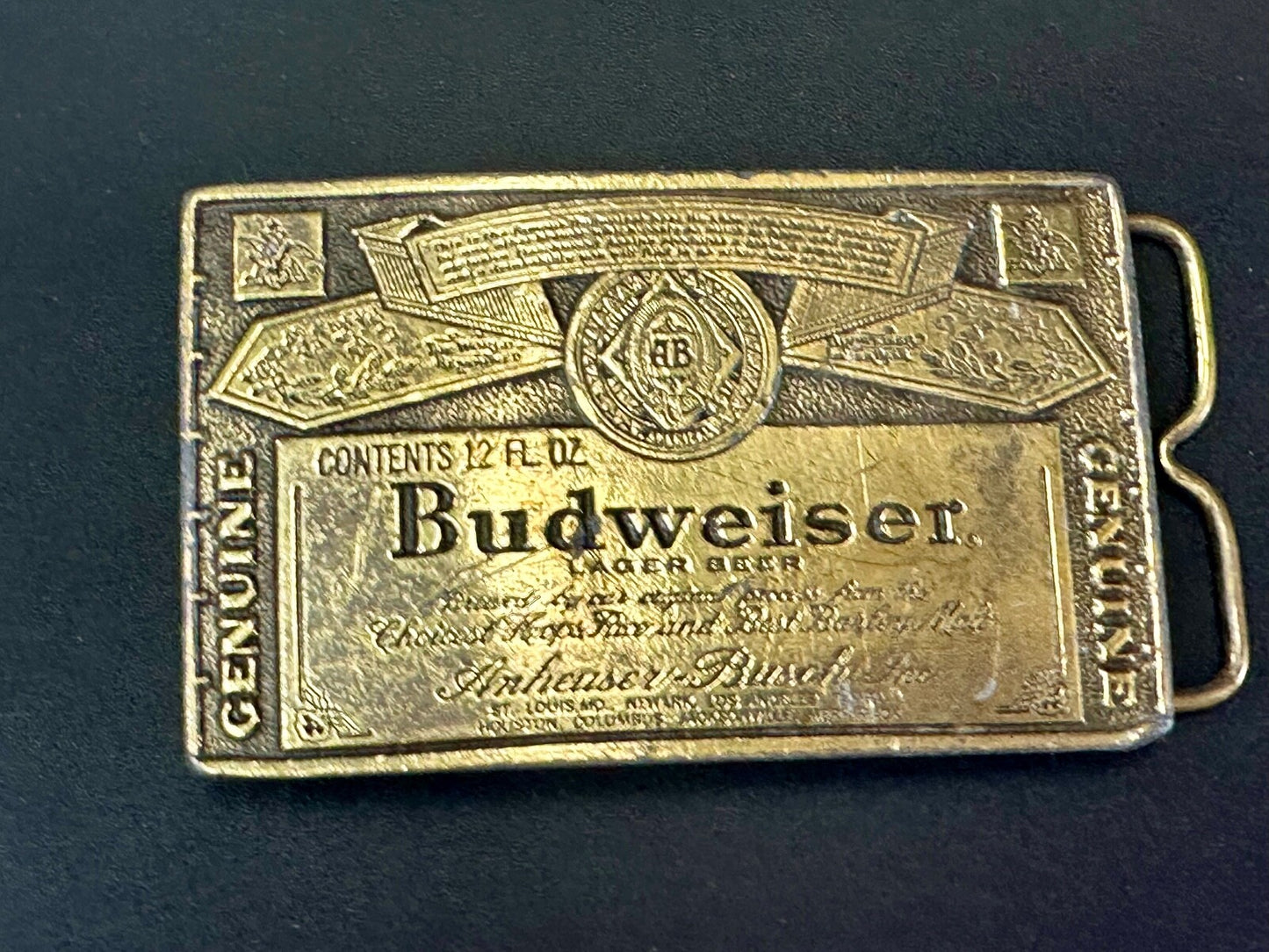 Vintage Budweiser A-168 Beer Company Brass Tone Add Belt Buckle