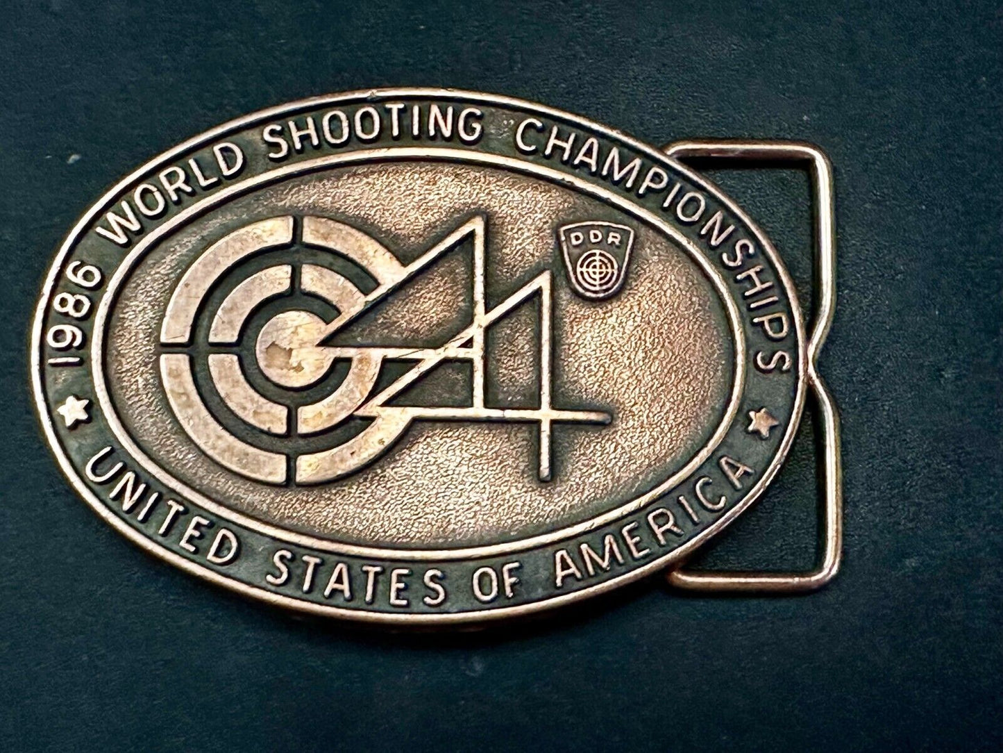 1986 World Shooting Championship Event United States of America Belt Buckle