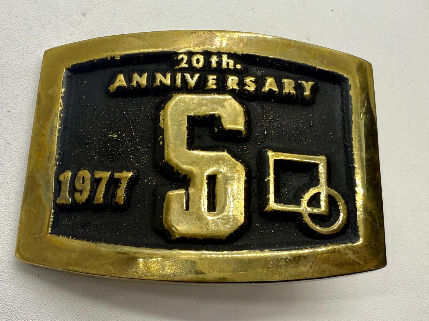 20th Anniversary S Company Logo Vintage 1977 Belt Buckle