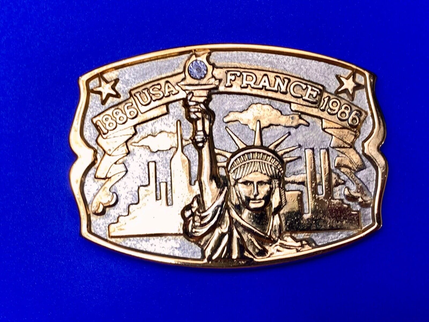 USA and France 100 year 1986 celebration Lady Liberty Hammond Mint belt buckle