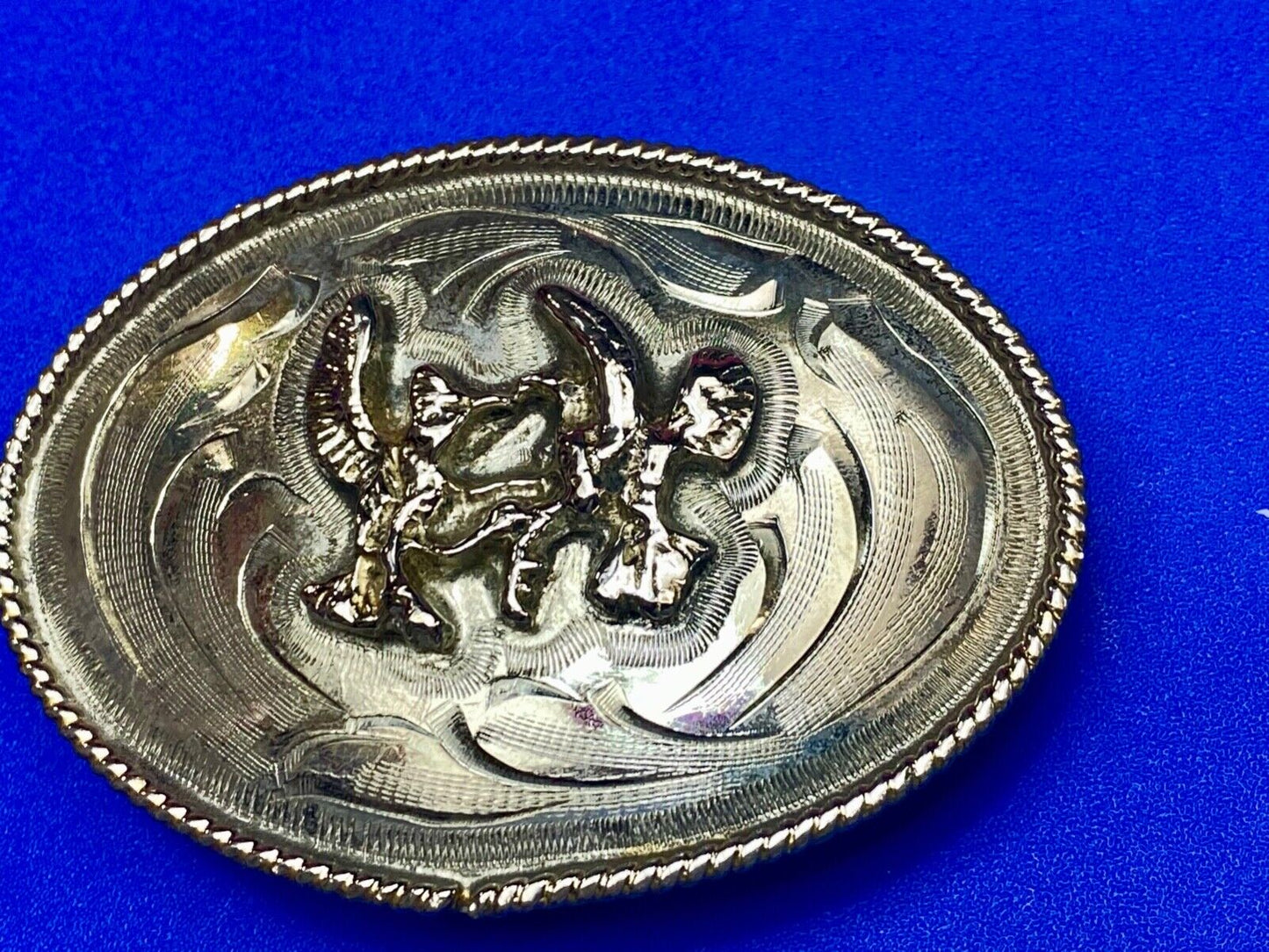 Vintage Fighting Hunting Birds? Pre loved two tone western belt buckle Repair