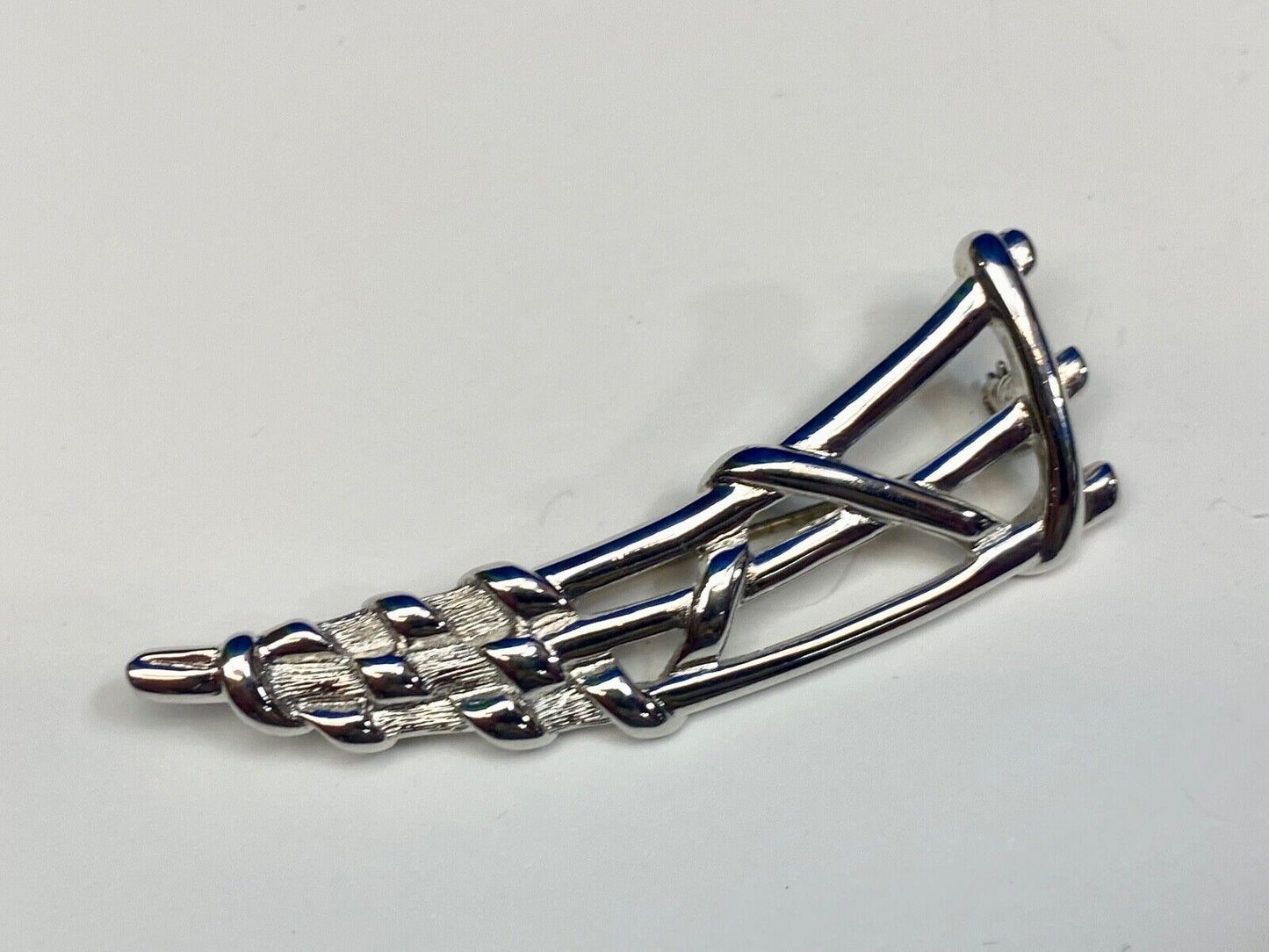 Abstract Retro Design 3 Level Silver Tone Brooch Pin by Monet